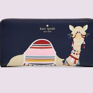 NWT KATE SPADE  SPICE THINGS UP  CAMEL NEDA  CONTINENTAL ZIP WALLET  NAVY MULTI